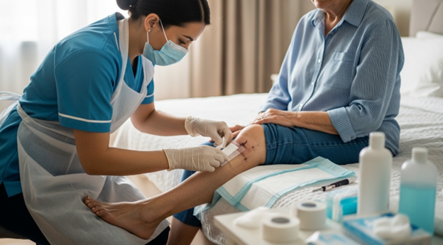 can a home health aide change a sterile dressing wound care at home nurse patient treatment