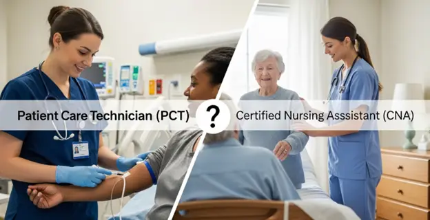 Patient Care Technician assisting a patient in a hospital